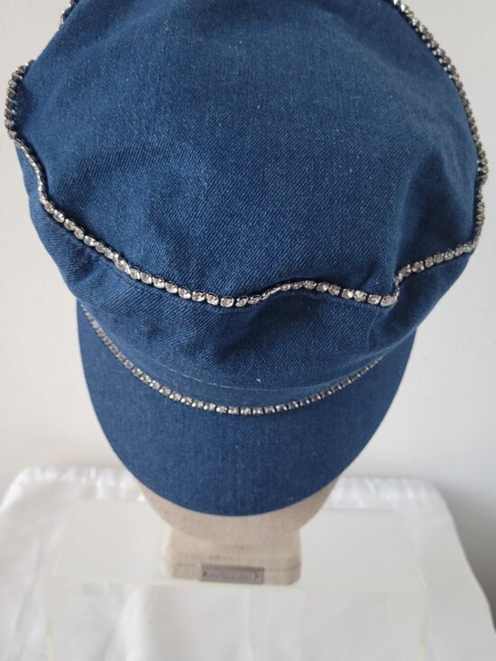 C&G New York Blue Denim Rhinestone Newsboy Cap main image 6